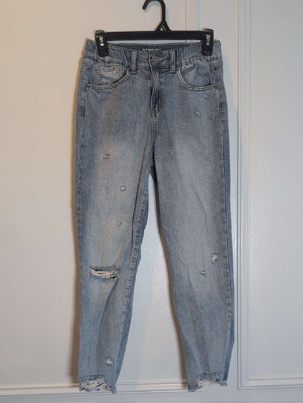Rewash Light Wash Distressed Boyfriend Jeans - Bleached Blue